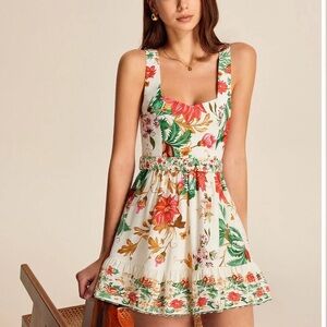Commense NWT White Floral Sleeveless Mini Dress Belted Small